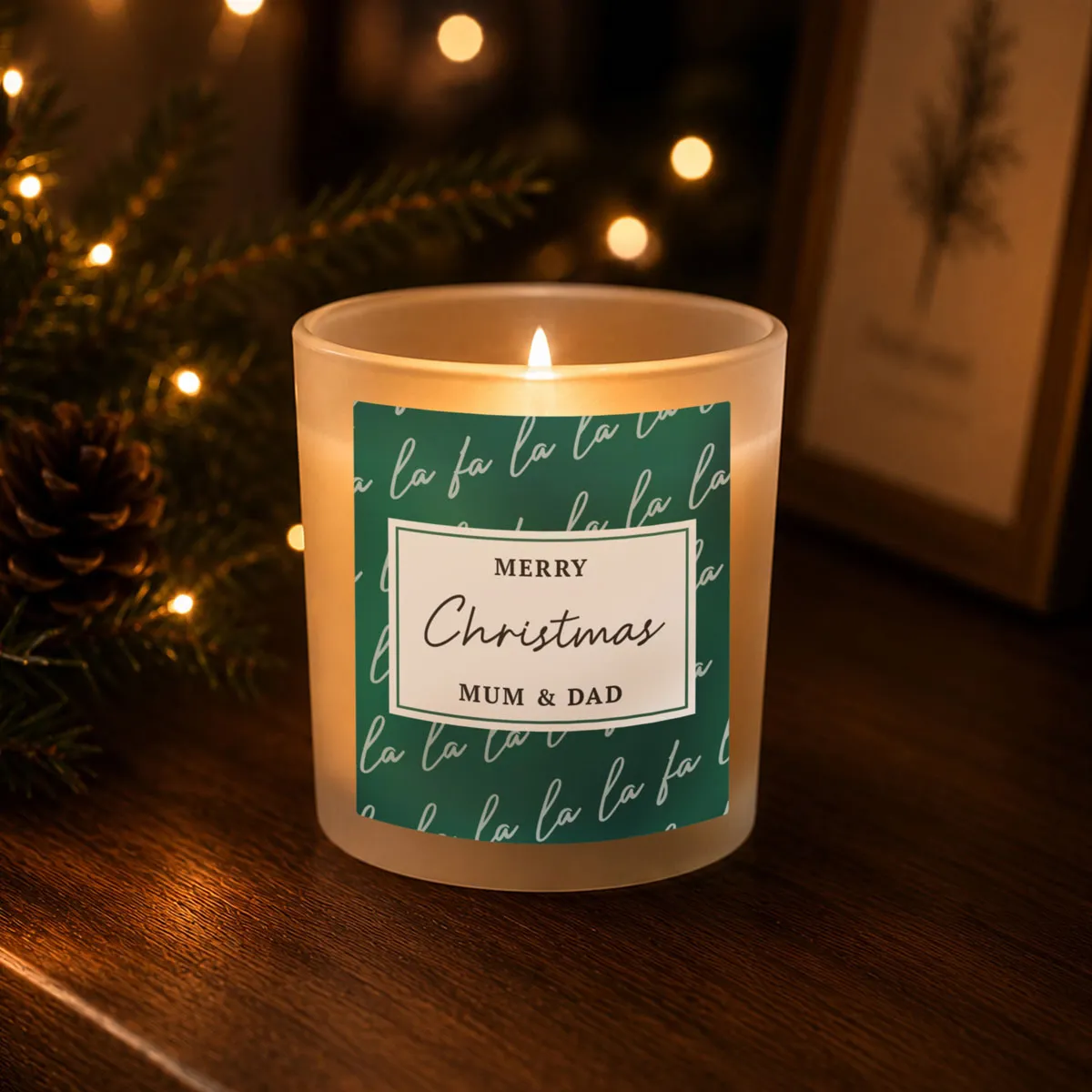 Personalised Fa La La Frosted Jar Candle Extra Image 2