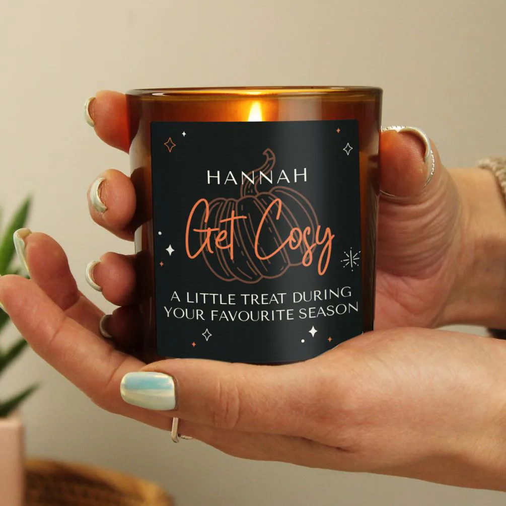 Personalised Pumpkin Amber Glass Candle Extra Image 1
