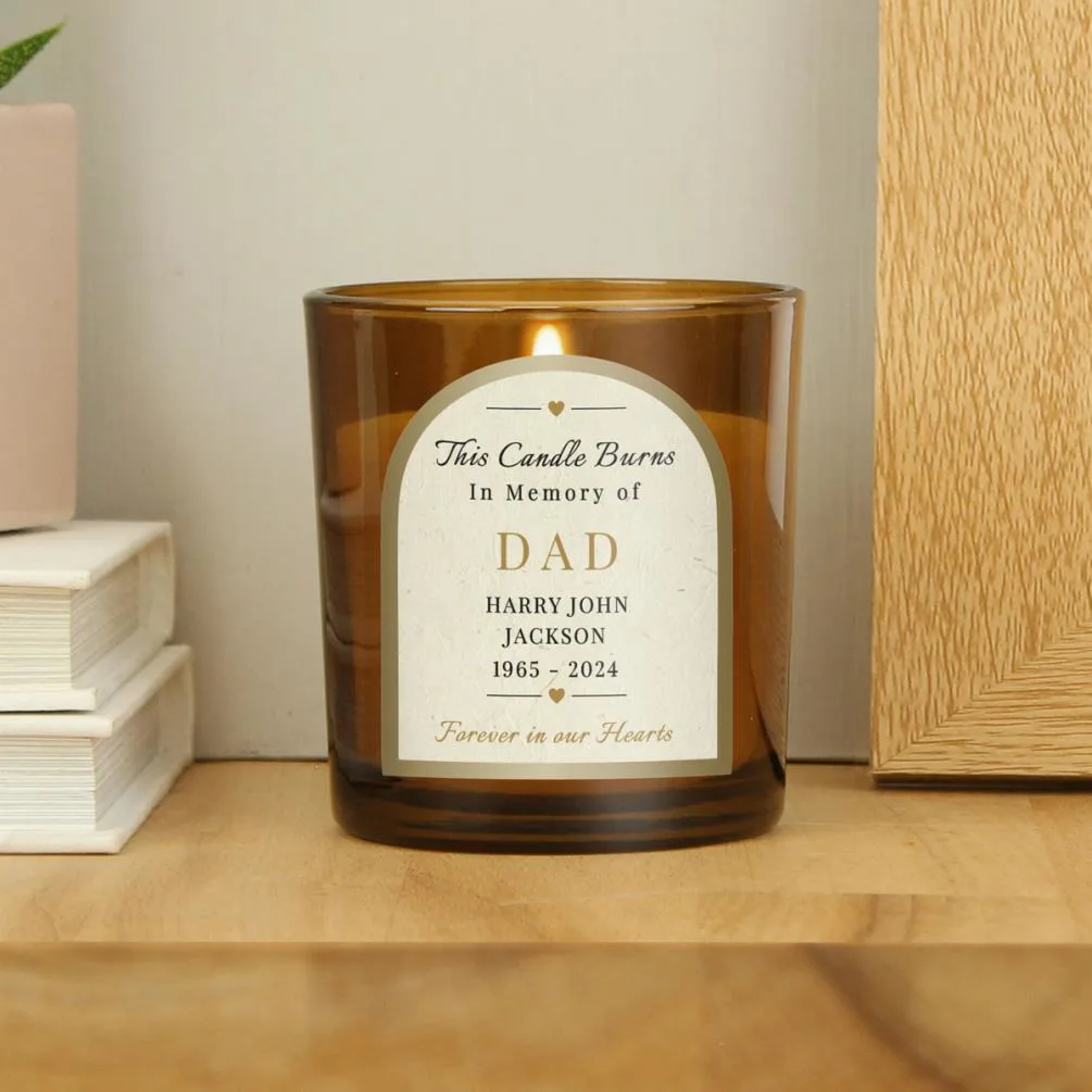 Personalised In Loving Memory Amber Glass Scented Jar Candle Extra Image 2