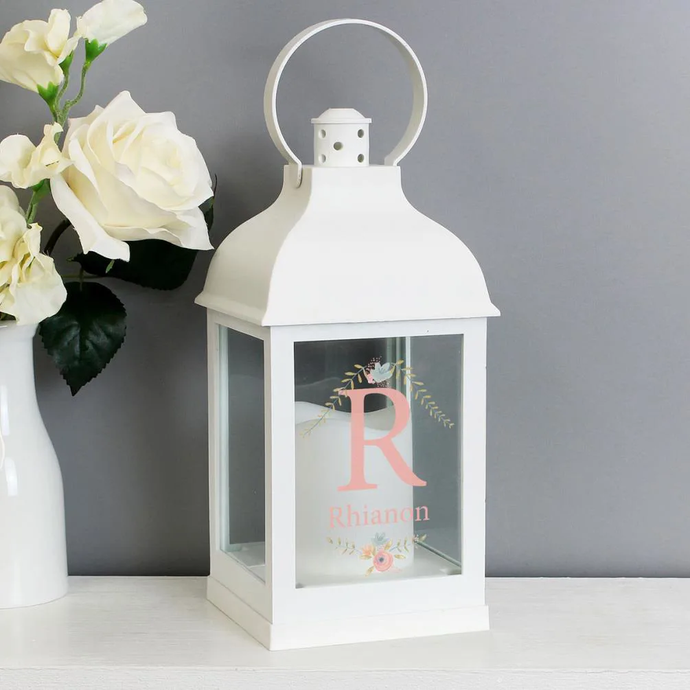 Personalised Floral Bouquet White Lantern Extra Image 1