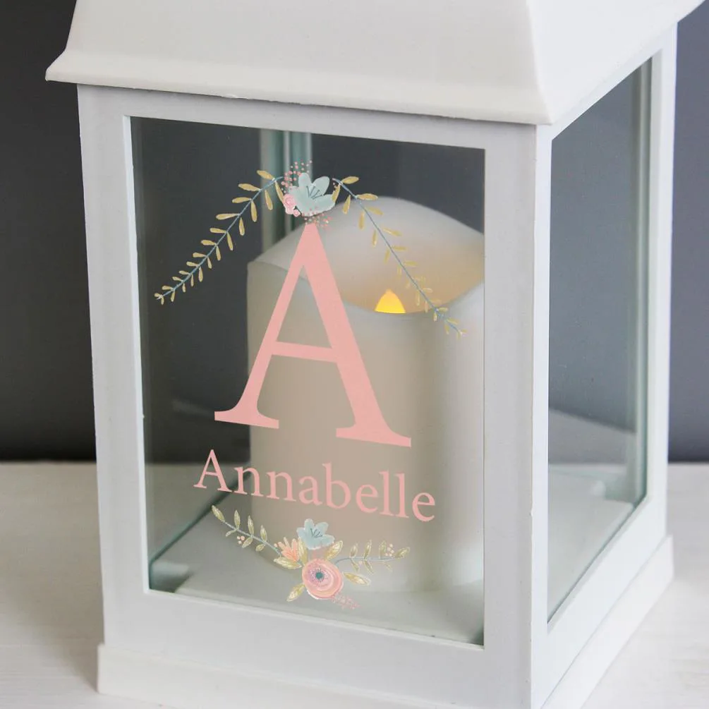 Personalised Floral Bouquet White Lantern Extra Image 2