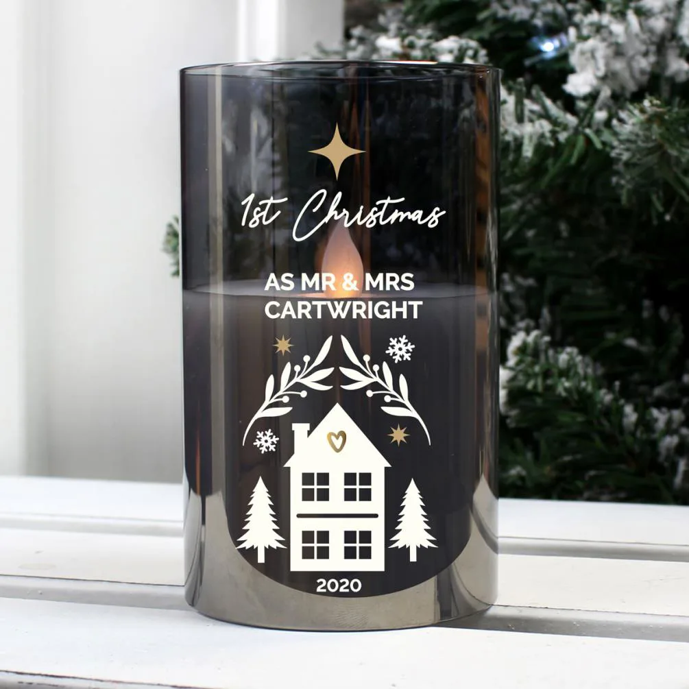 Personalised Christmas Smoked Glass LED Candle Extra Image 3