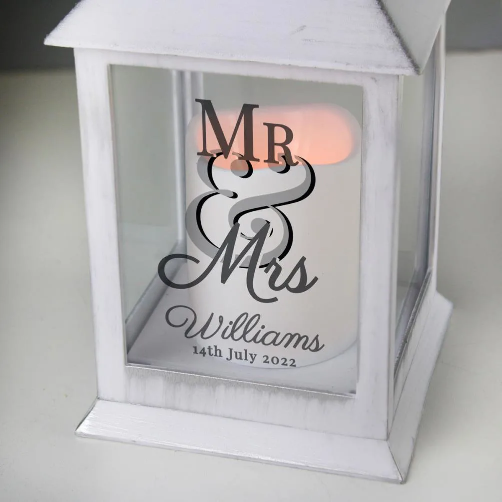 Personalised Mr & Mrs White Wedding Lantern Extra Image 1
