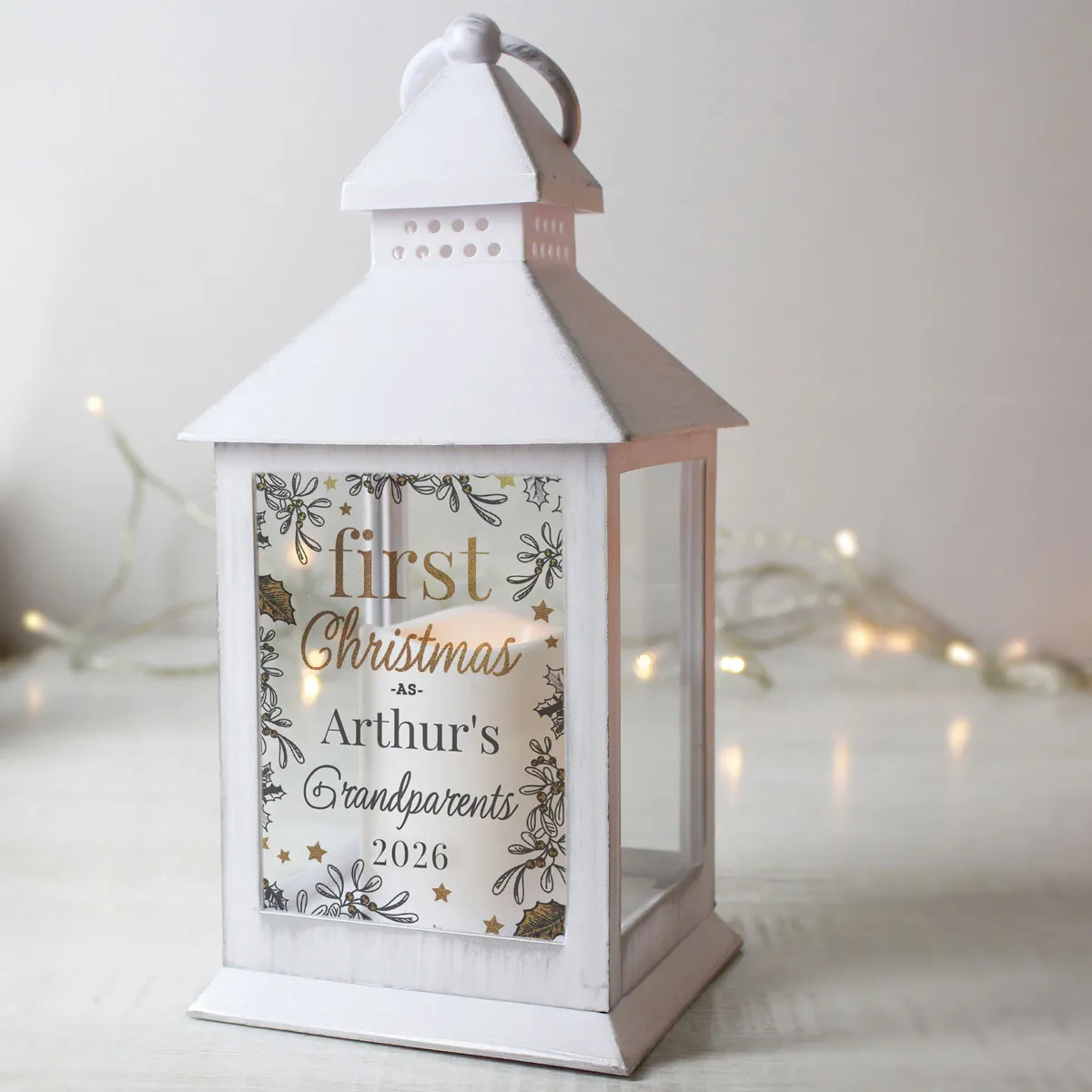 Personalised First Christmas LED White Lantern Extra Image 3