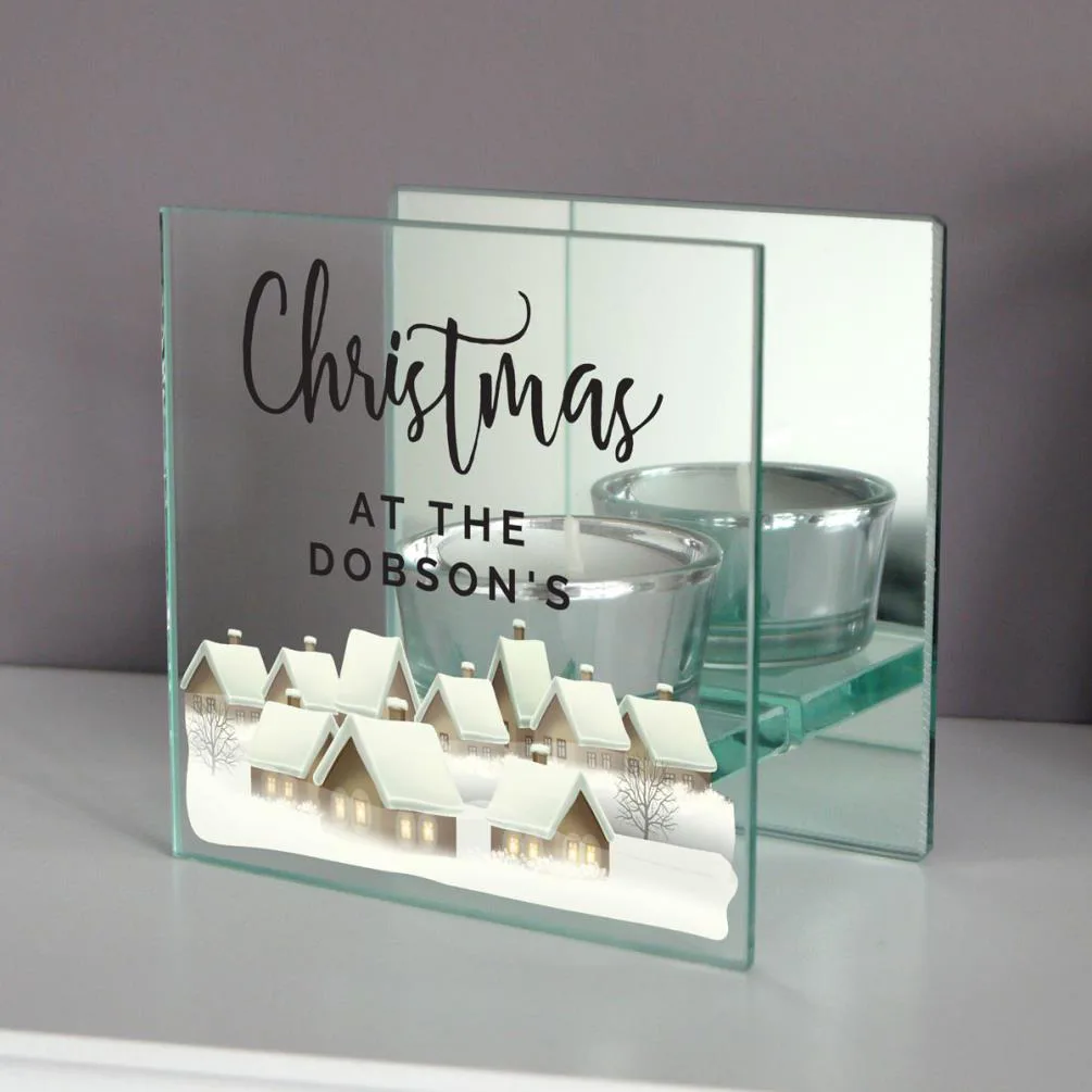 Personalised Christmas Village Mirrored Glass Tea Light Holder Extra Image 1