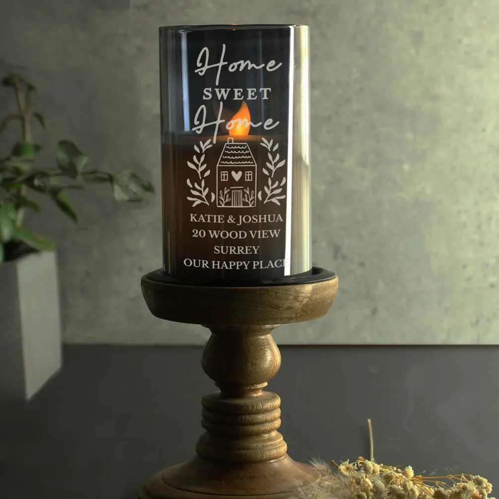 Personalised Home Sweet Home Smoked Glass LED Candle Extra Image 1