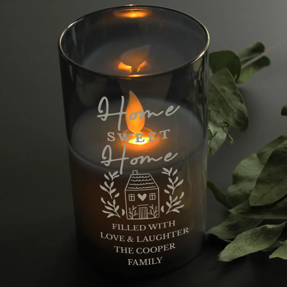 Personalised Home Sweet Home Smoked Glass LED Candle Extra Image 2