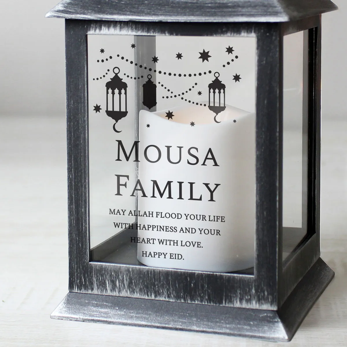 Personalised Eid or Ramadan LED Black Lantern Extra Image 2