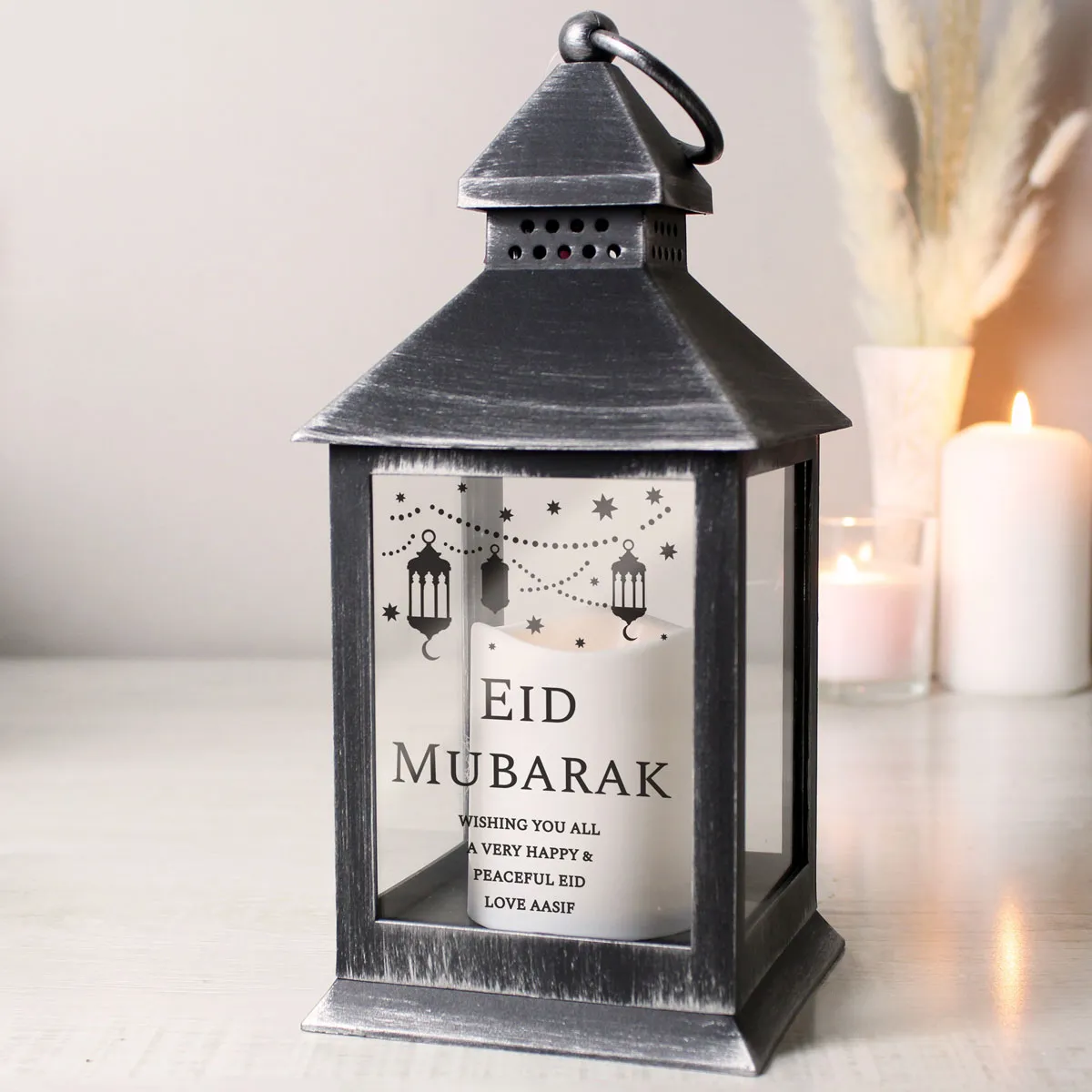 Personalised Eid or Ramadan LED Black Lantern Extra Image 3