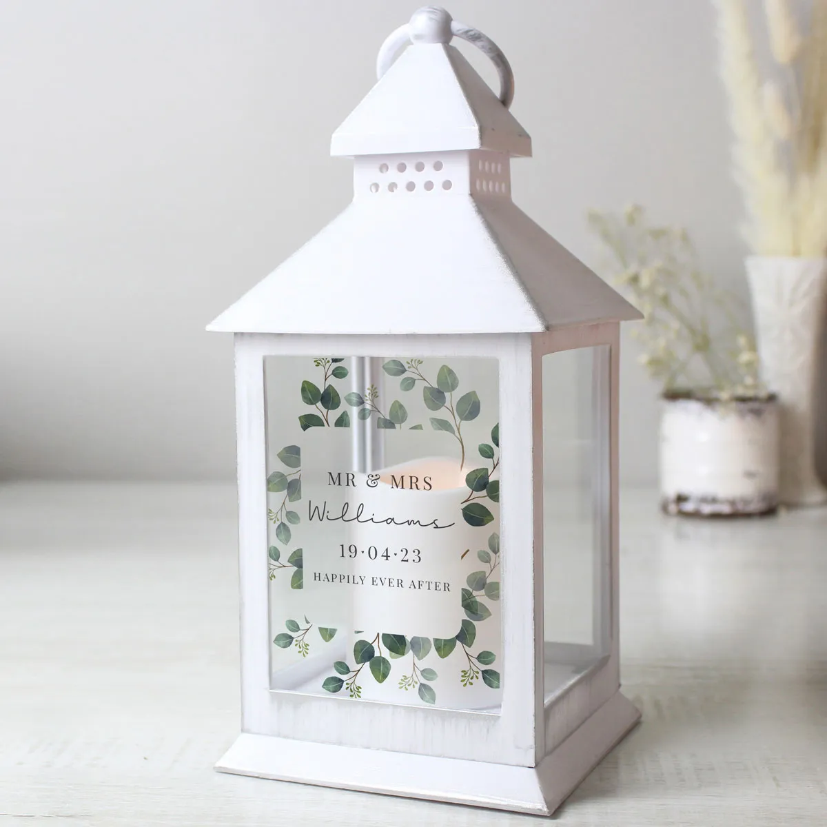 Personalised Botanical LED White Lantern Extra Image 1