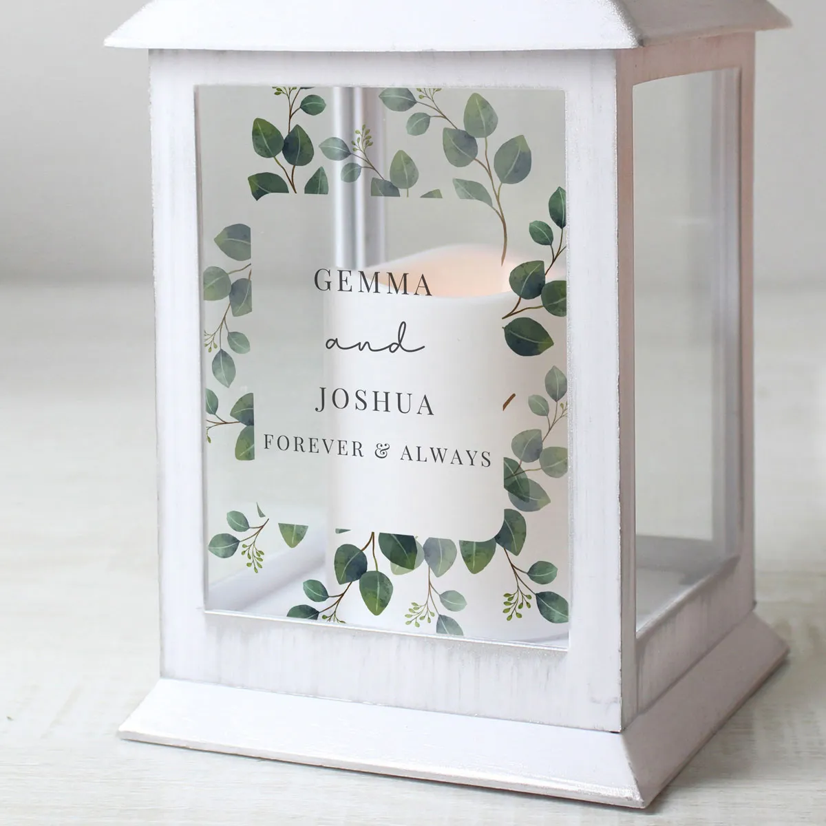 Personalised Botanical LED White Lantern Extra Image 3