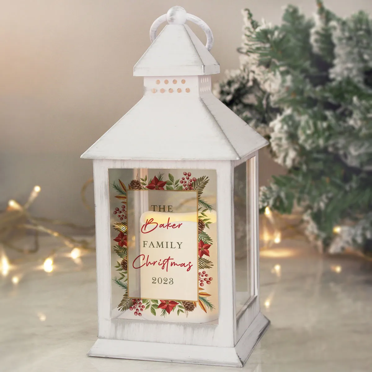 Personalised Christmas LED White Lantern Extra Image 1