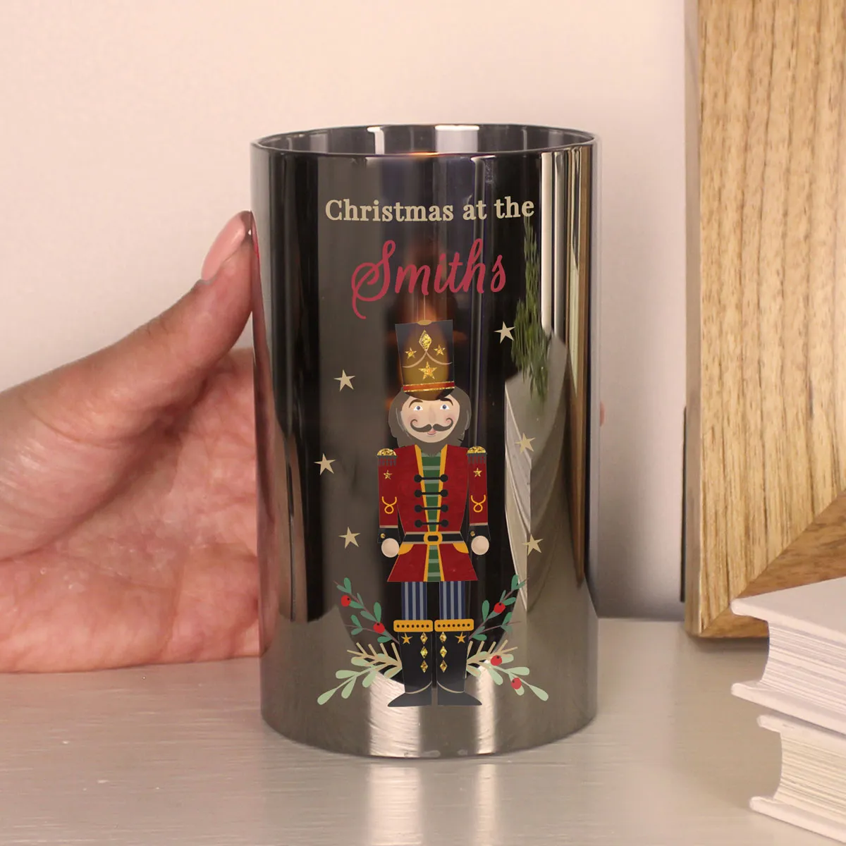 Personalised Christmas Nutcracker Smoked LED Candle Extra Image 3
