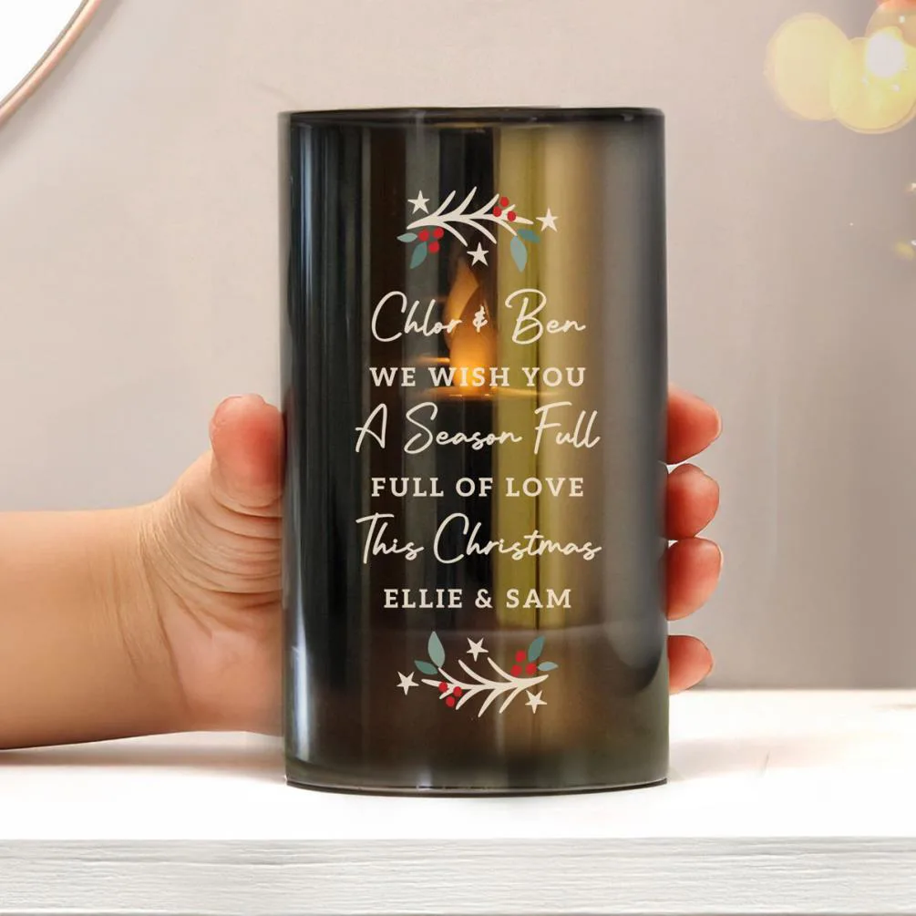 Personalised Christmas Smoked Glass LED Candle Extra Image 2