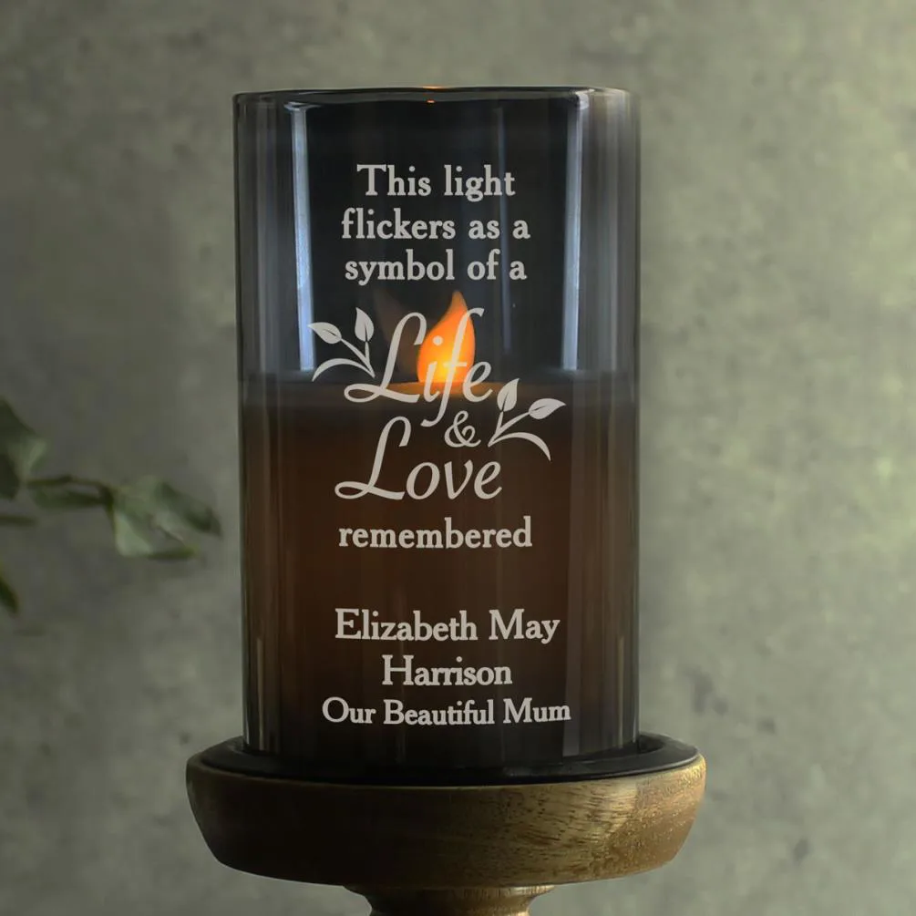 Personalised Life & Love Memorial Smoked LED Candle Extra Image 1