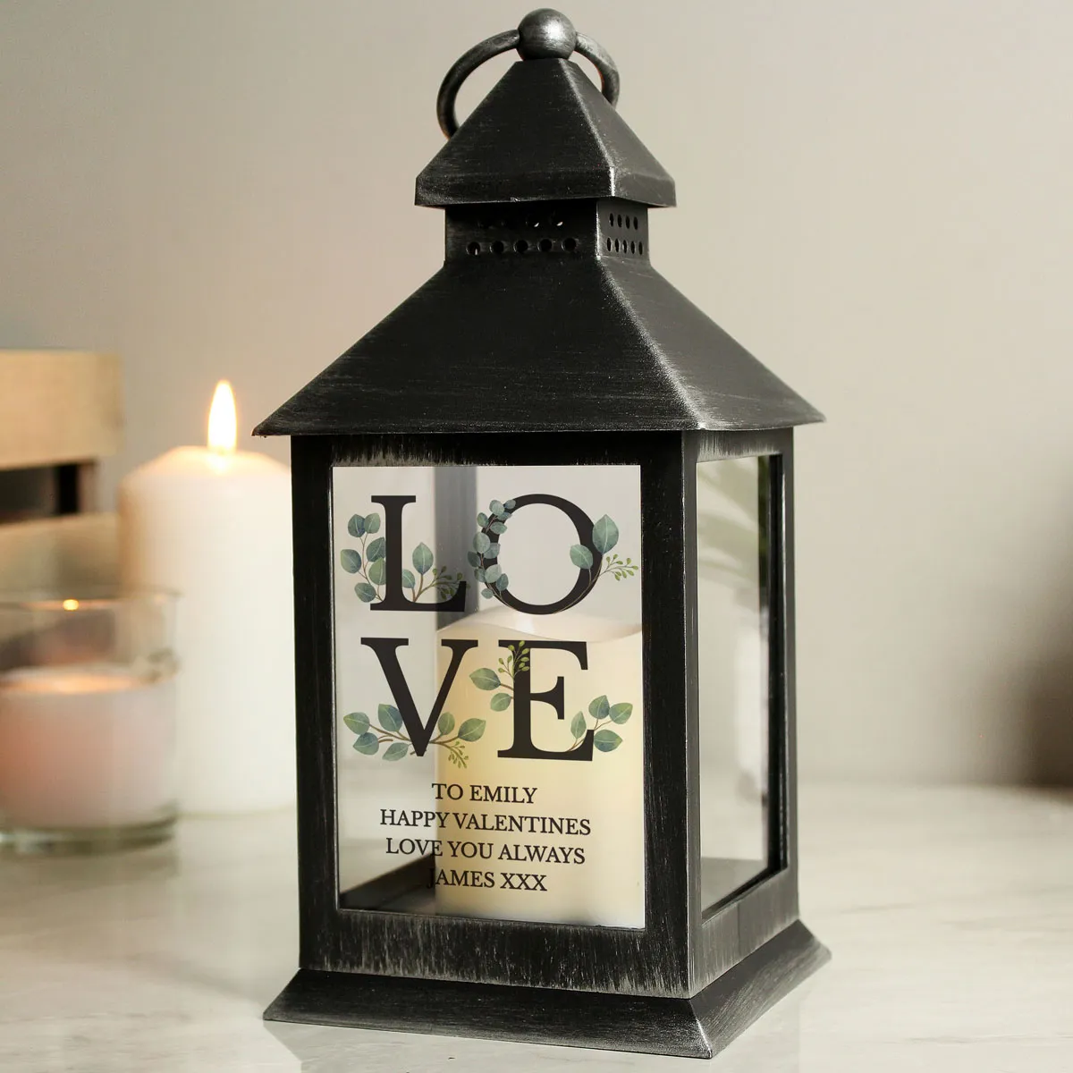 Personalised Love LED Black Lantern Extra Image 1