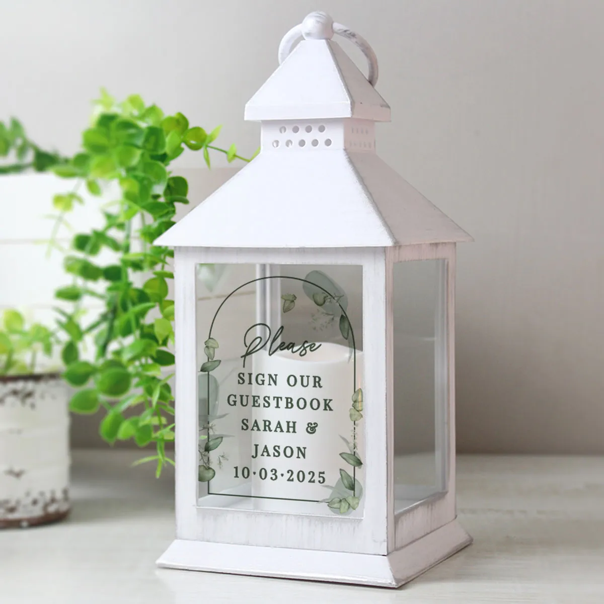 Personalised Botanical LED Wedding Lantern Extra Image 1