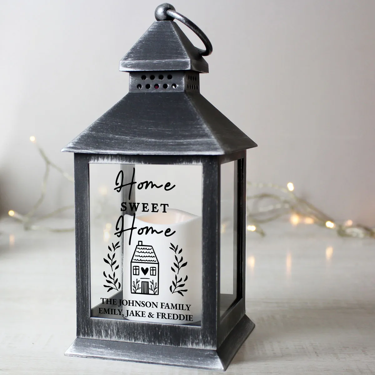 Personalised Home Sweet Home LED Black Lantern Extra Image 1