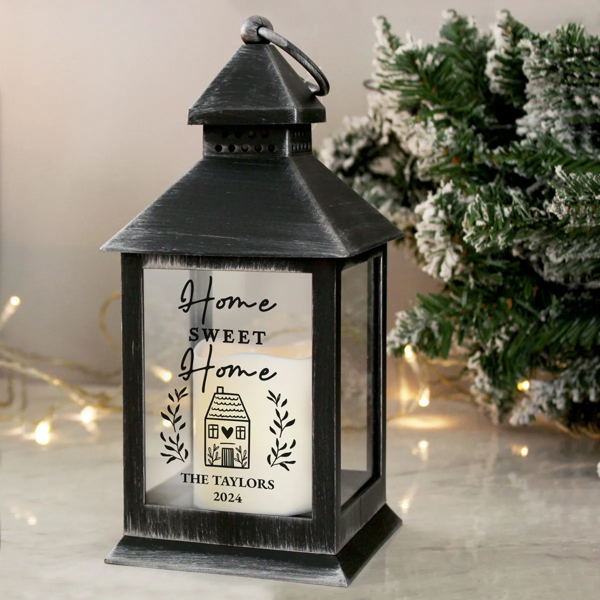 Personalised Home Sweet Home LED Black Lantern Extra Image 2