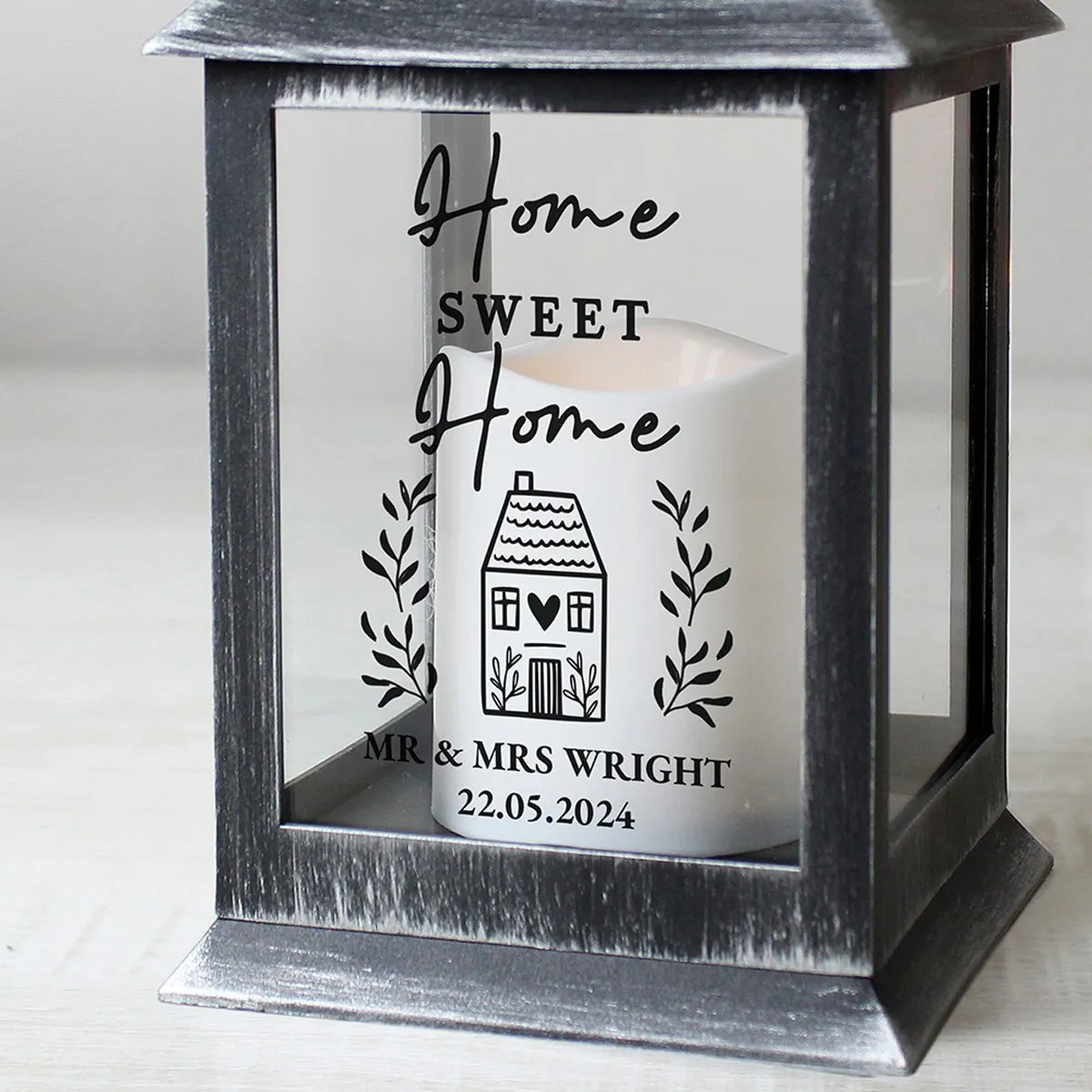 Personalised Home Sweet Home LED Black Lantern Extra Image 3