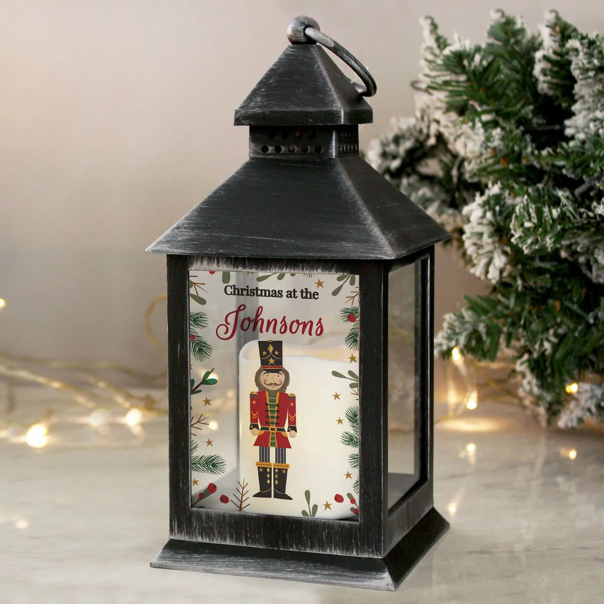 Personalised Christmas Nutcracker LED Black Lantern Extra Image 1