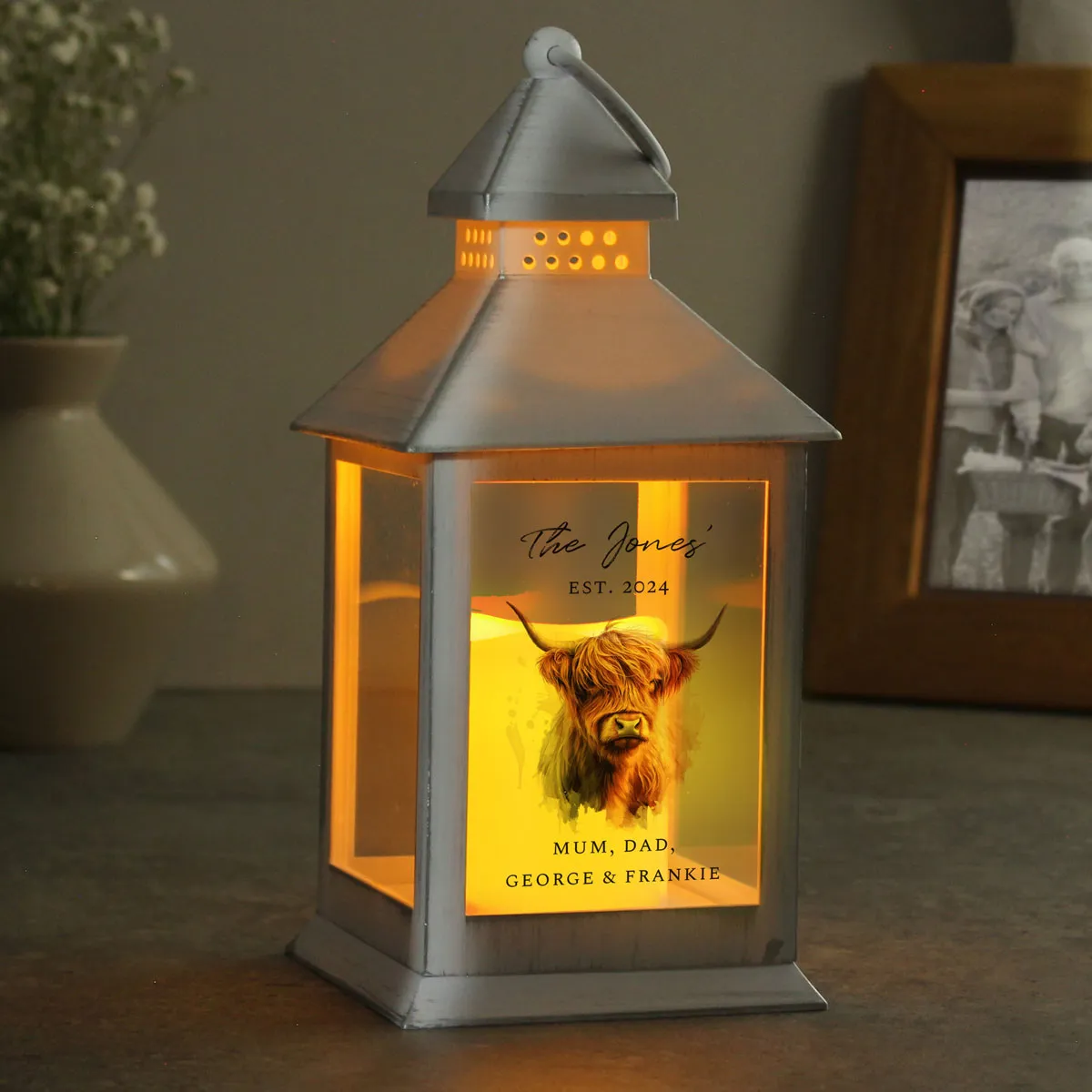 Personalised Highland Cow LED Lantern Extra Image 2