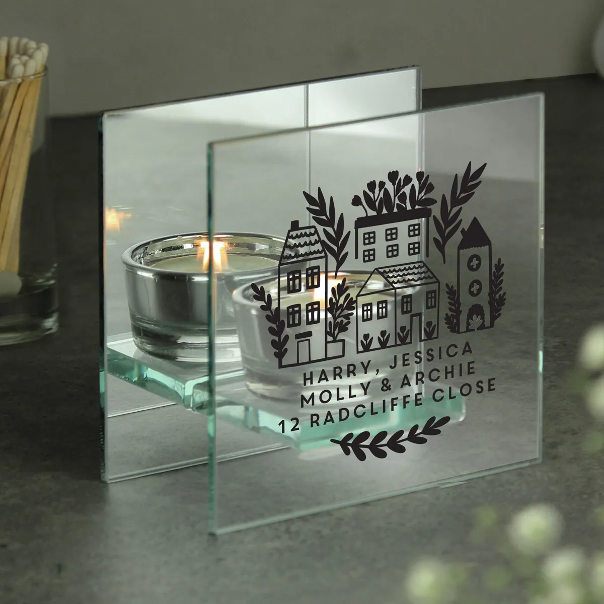 Personalised Home Mirrored Glass Tea Light Holder Extra Image 1
