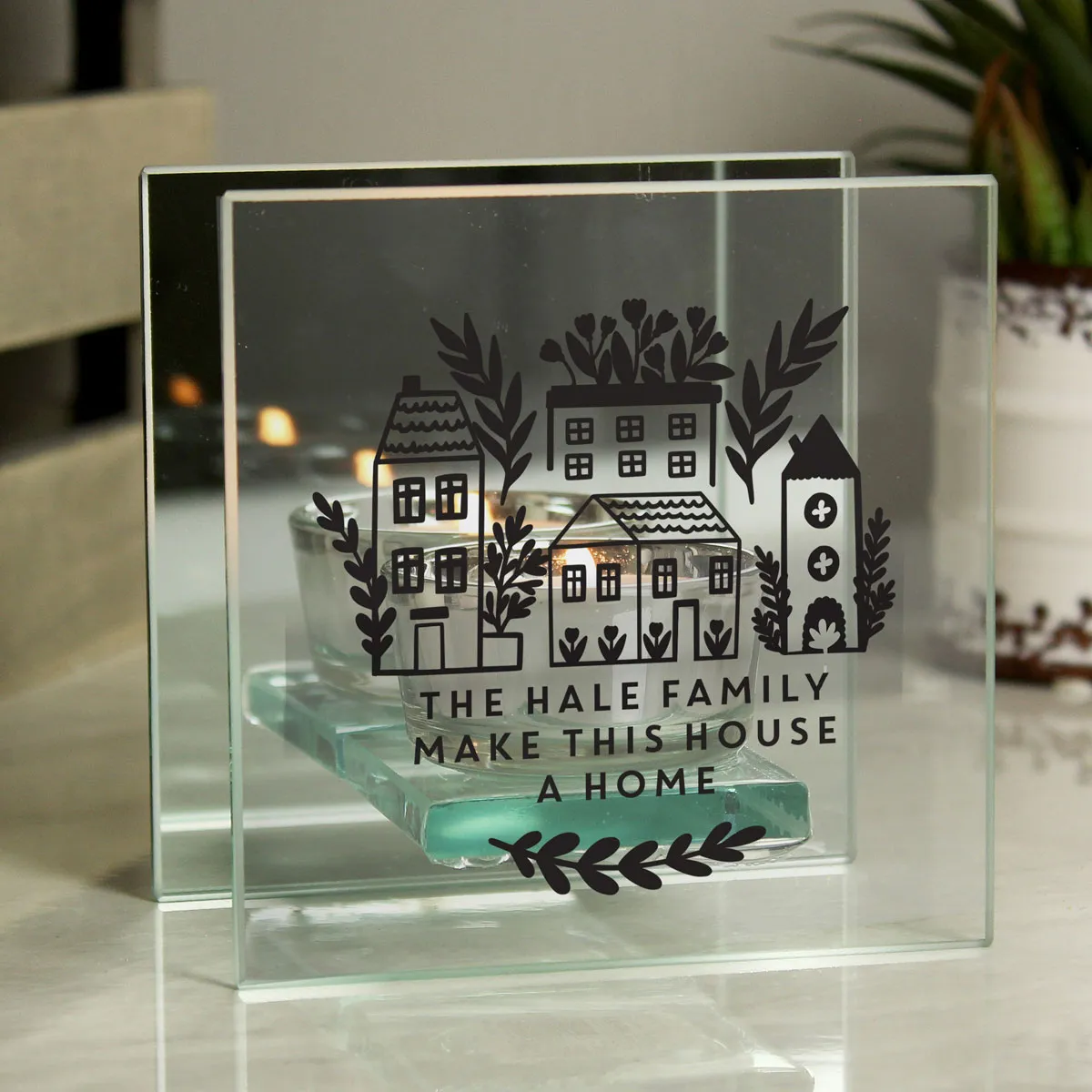 Personalised Home Mirrored Glass Tea Light Holder Extra Image 2