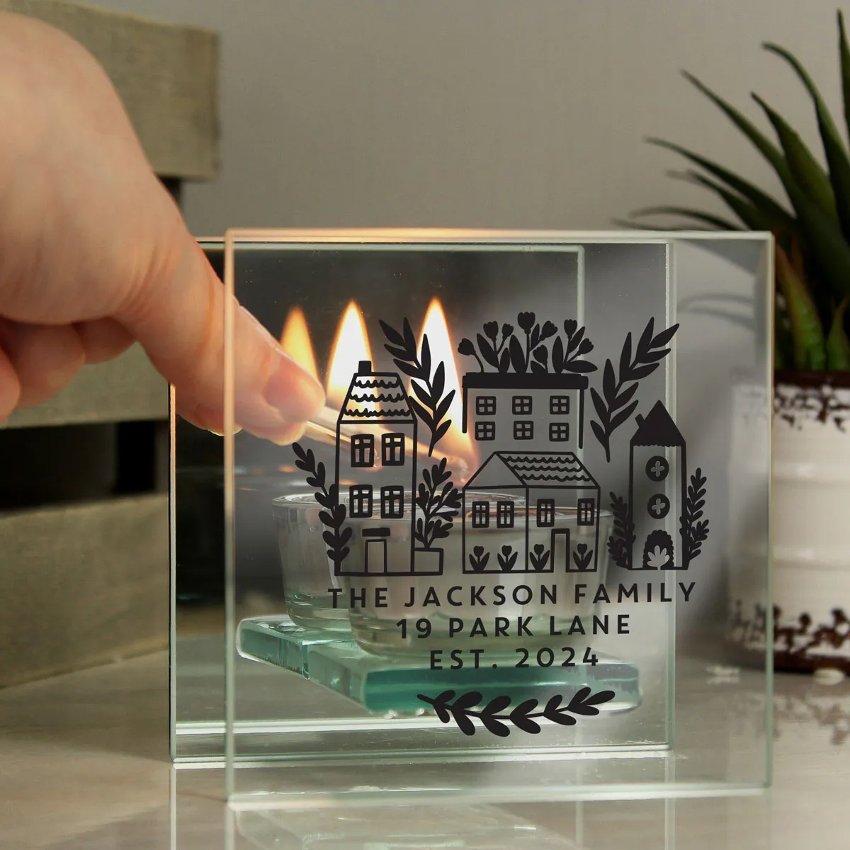 Personalised Home Mirrored Glass Tea Light Holder Extra Image 3
