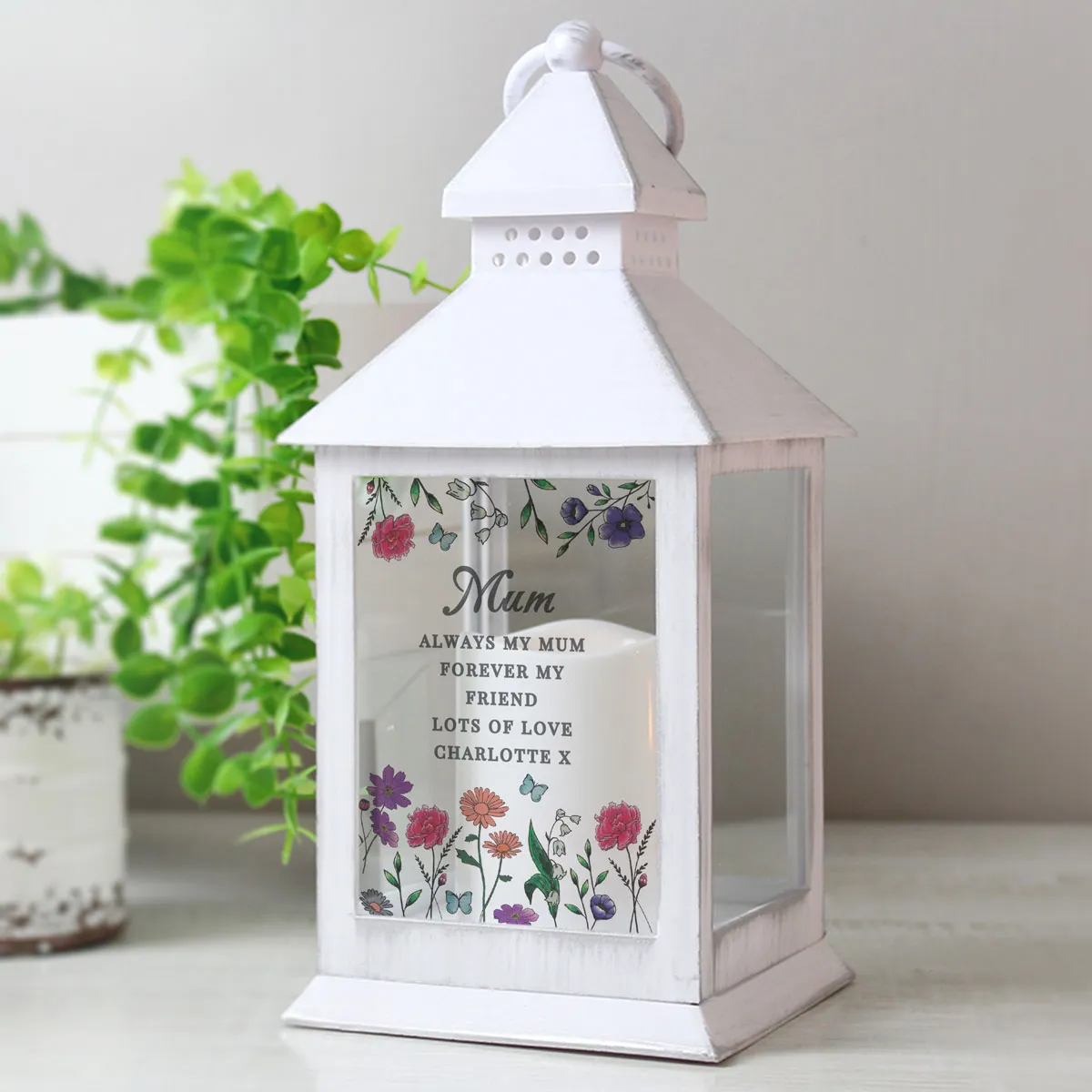 Personalised Wild Flowers LED Lantern Extra Image 1