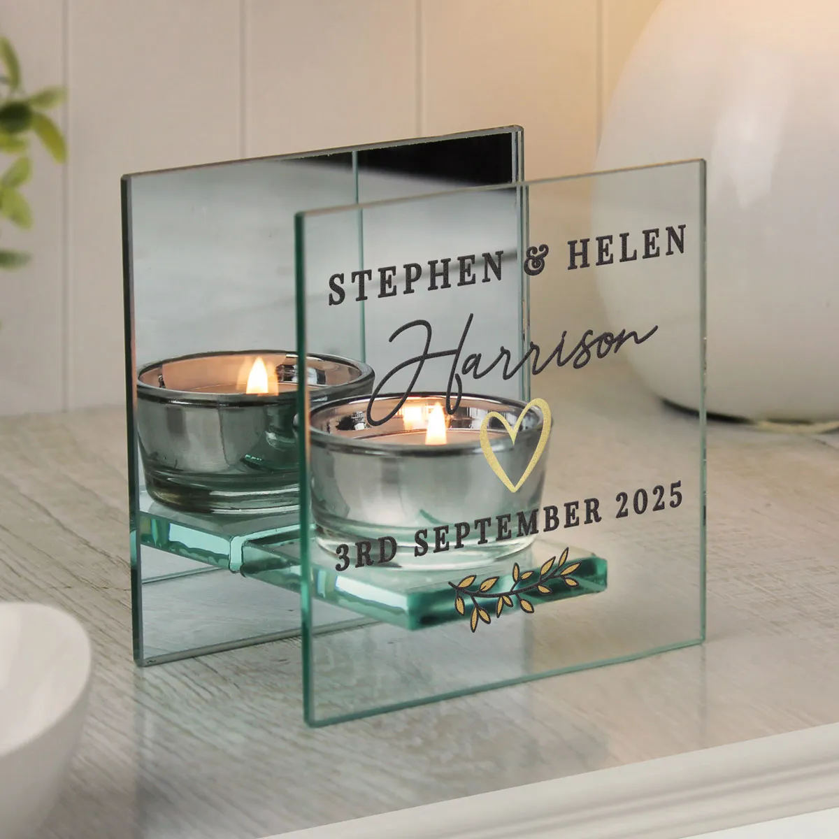 Personalised Wedding Glass Tea Light Holder Extra Image 3