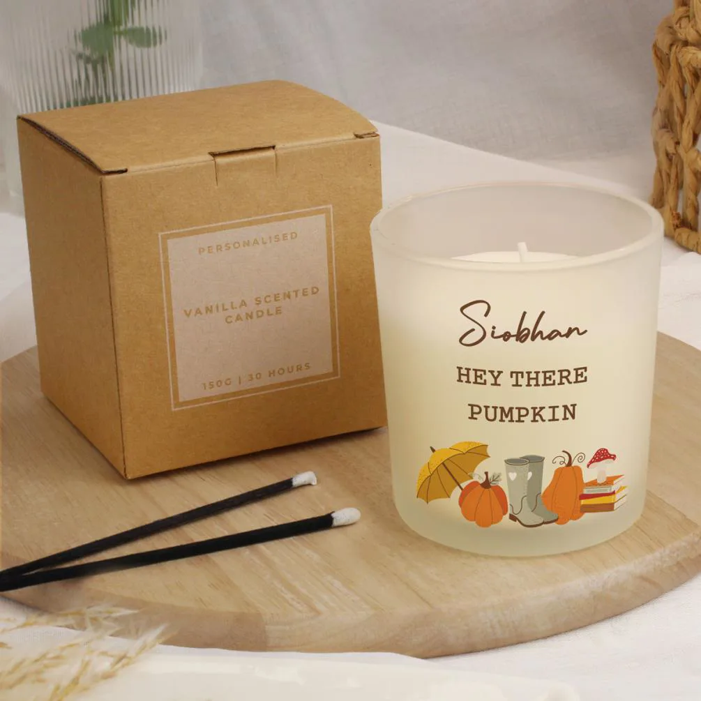 Personalised Pumpkin Frosted Glass Candle Extra Image 1