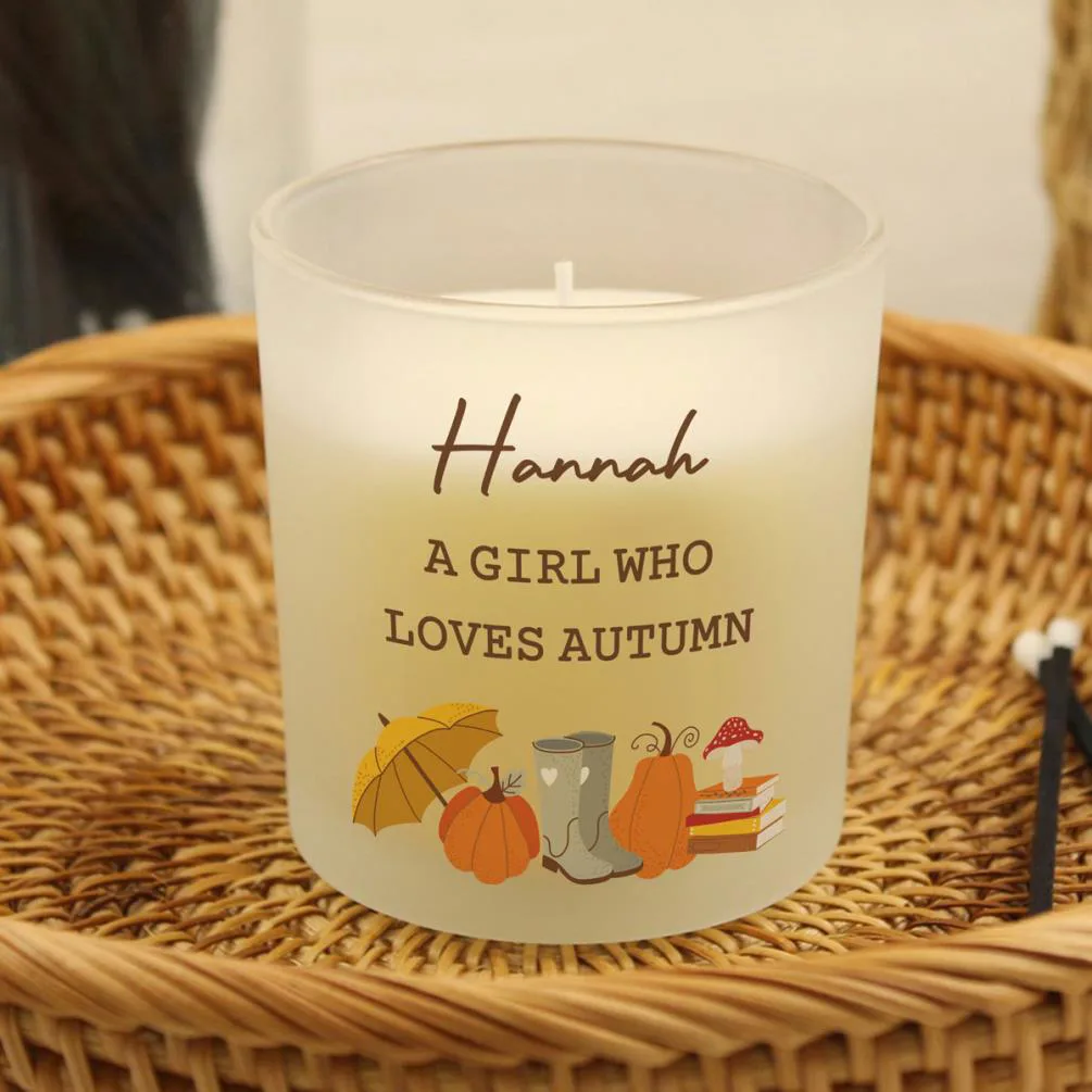 Personalised Pumpkin Frosted Glass Candle Extra Image 3