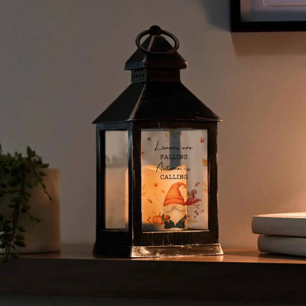 Personalised Autumn Gonk Black Lantern Extra Image 1