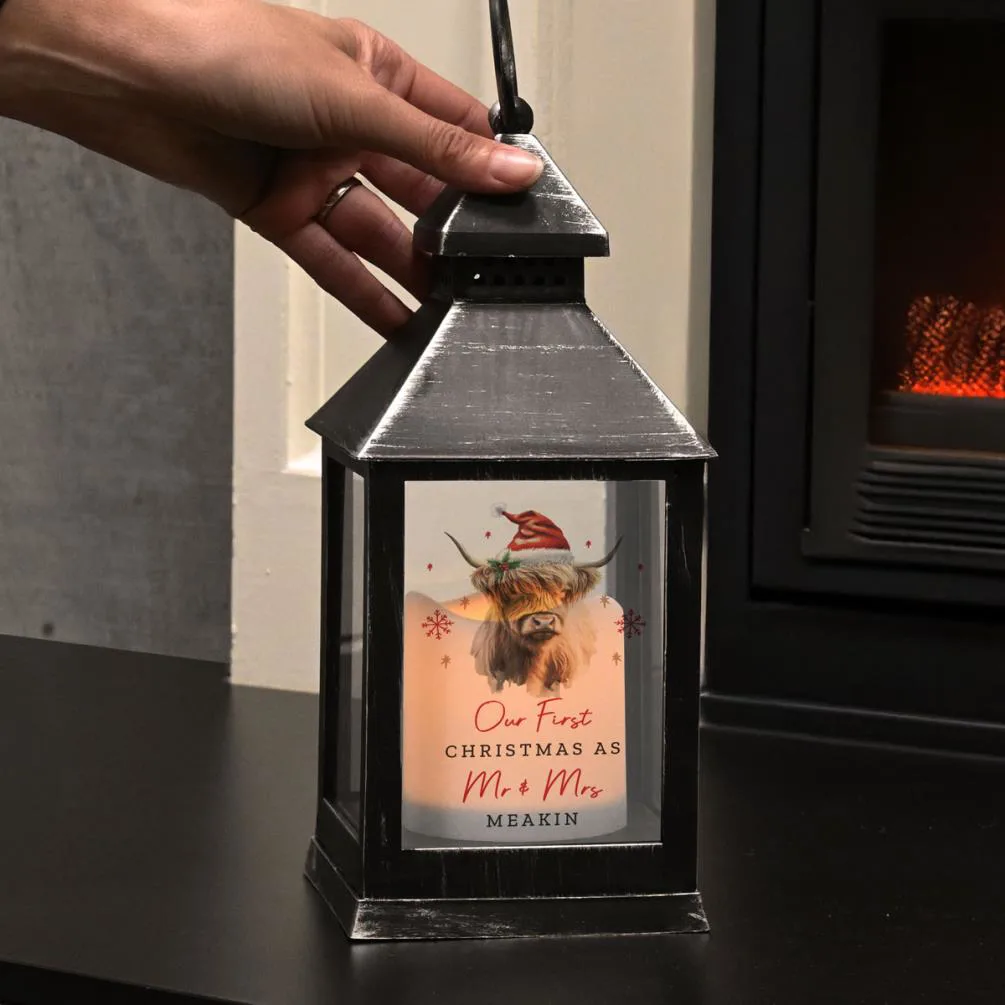 Personalised Highland Cow Christmas LED Lantern Extra Image 2