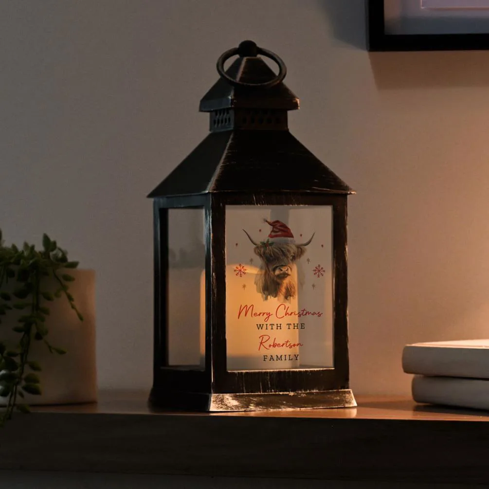 Personalised Highland Cow Christmas LED Lantern Extra Image 3