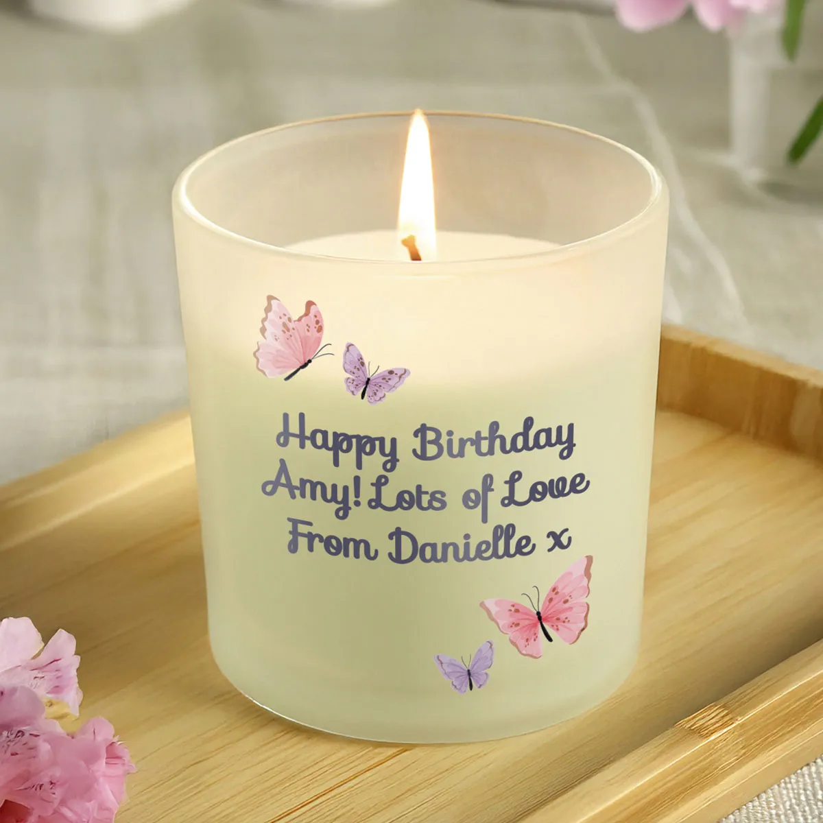 Personalised Butterfly Frosted Jar Candle Extra Image 1
