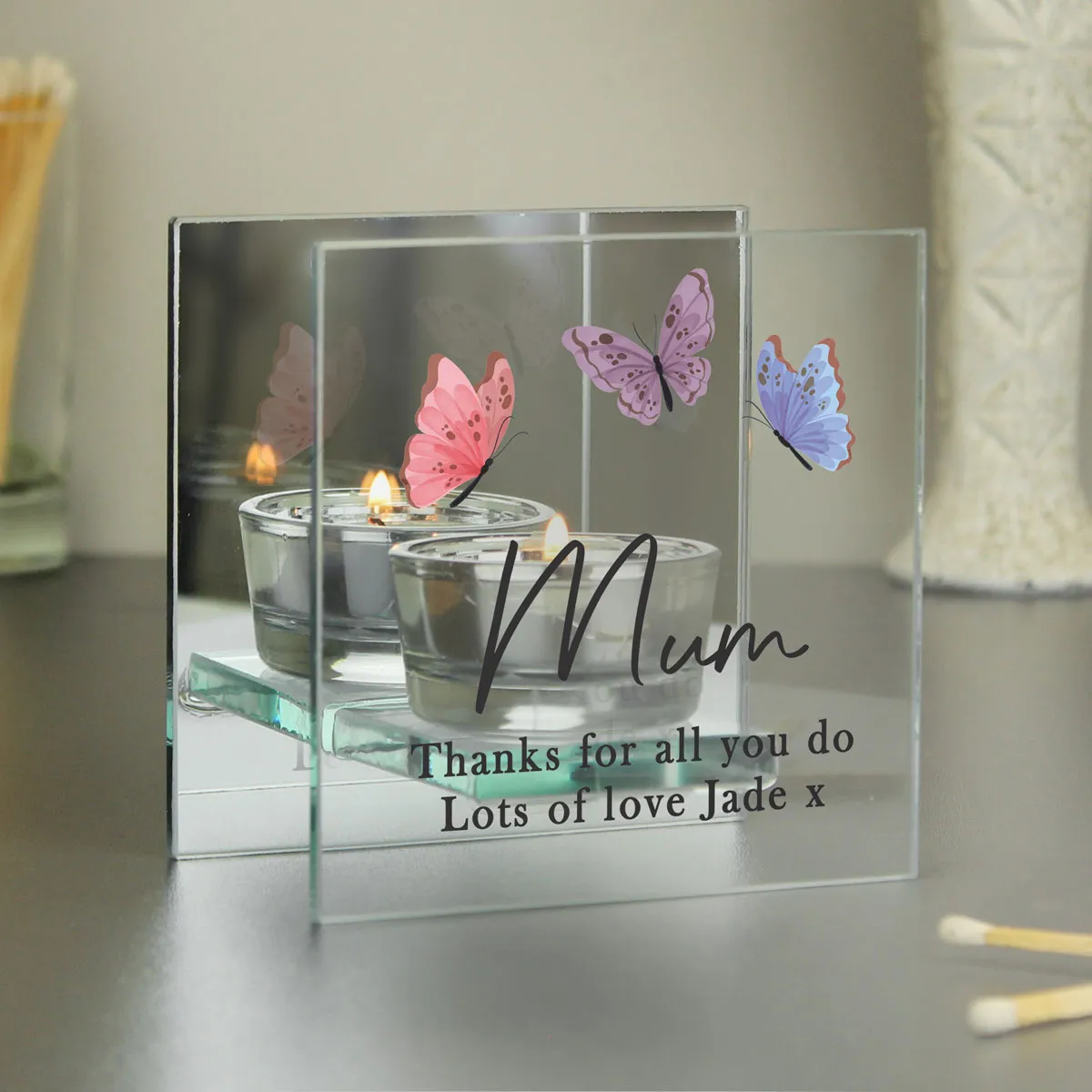 Personalised Butterfly Mirrored Tea Light Holder Extra Image 1