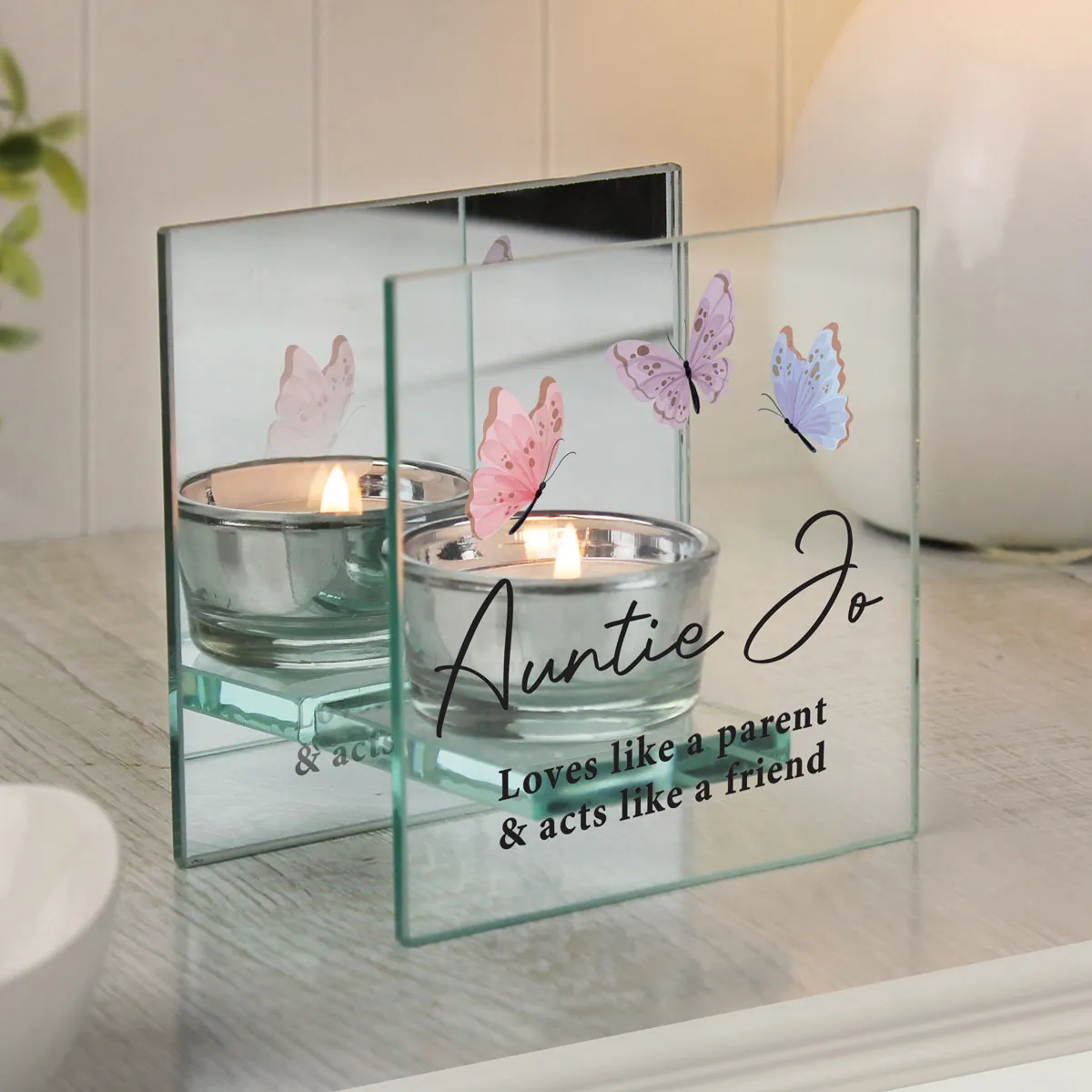 Personalised Butterfly Mirrored Tea Light Holder Extra Image 2