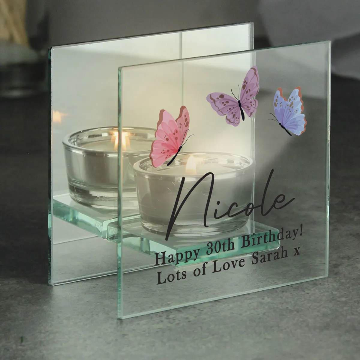 Personalised Butterfly Mirrored Tea Light Holder Extra Image 3