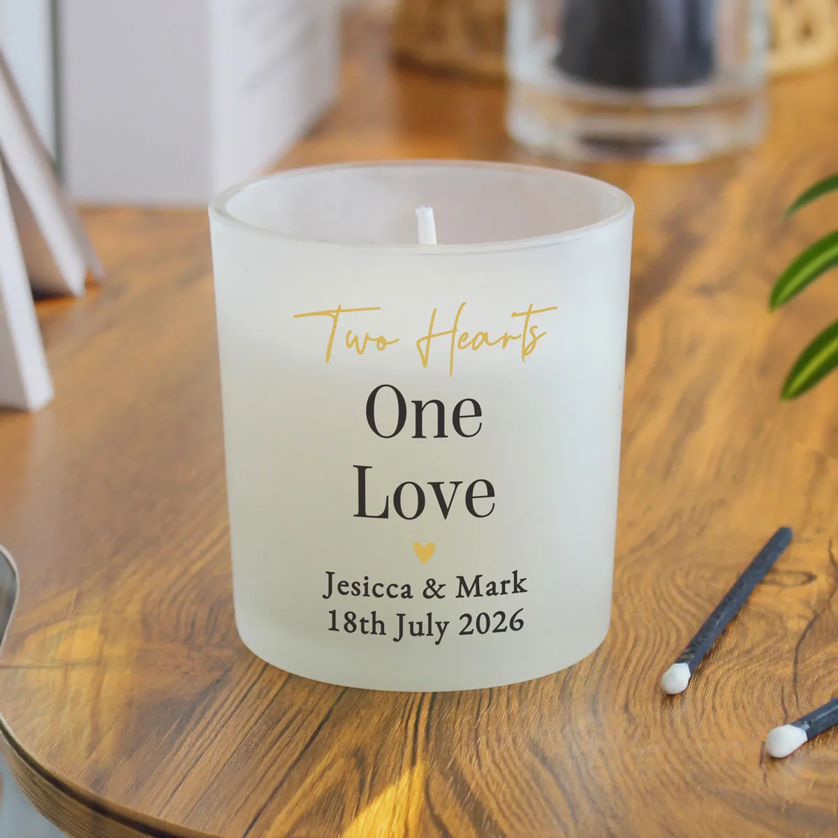 Personalised Black & Gold Free Text Frosted Candle Extra Image 1