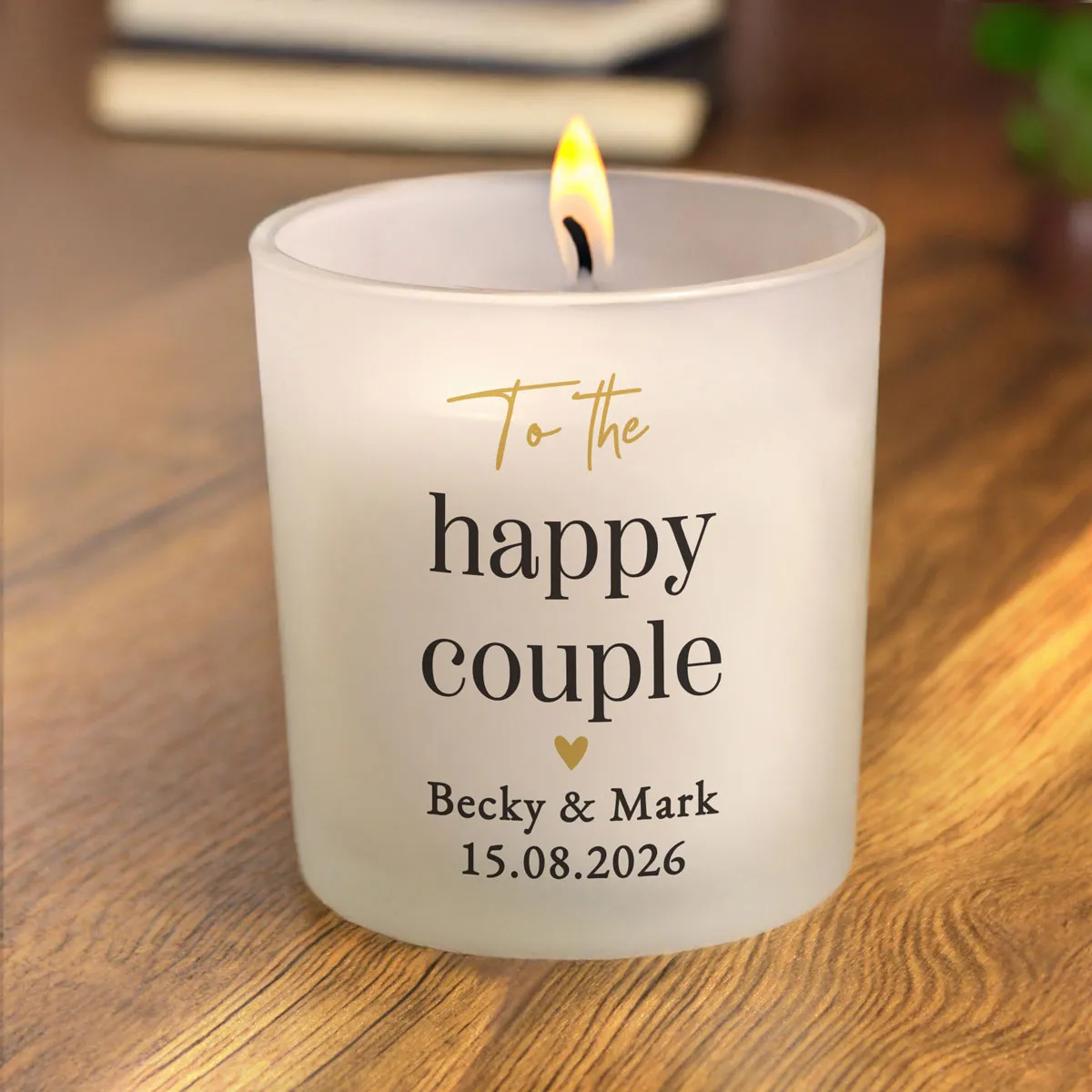 Personalised Black & Gold Free Text Frosted Candle Extra Image 2