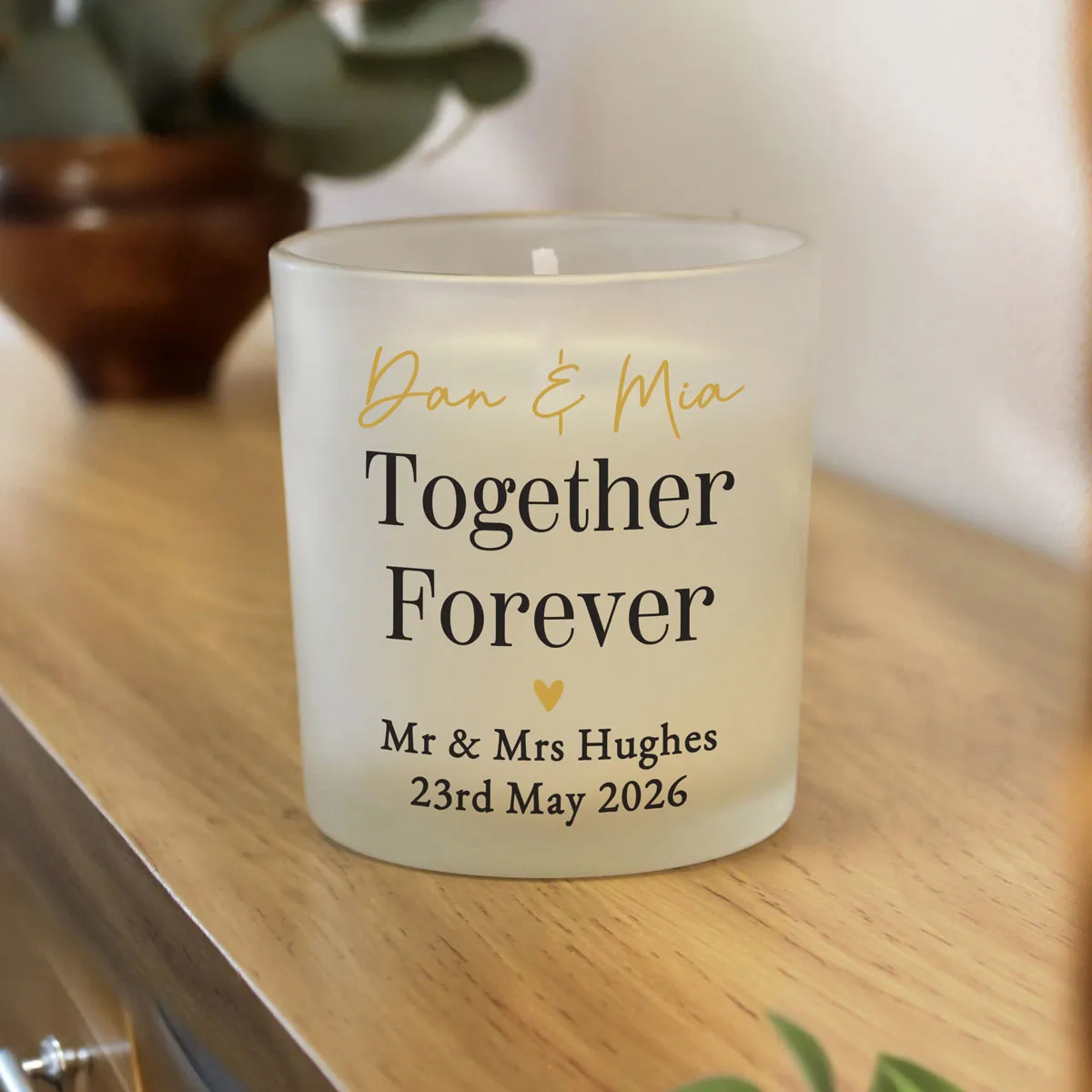 Personalised Black & Gold Free Text Frosted Candle Extra Image 3