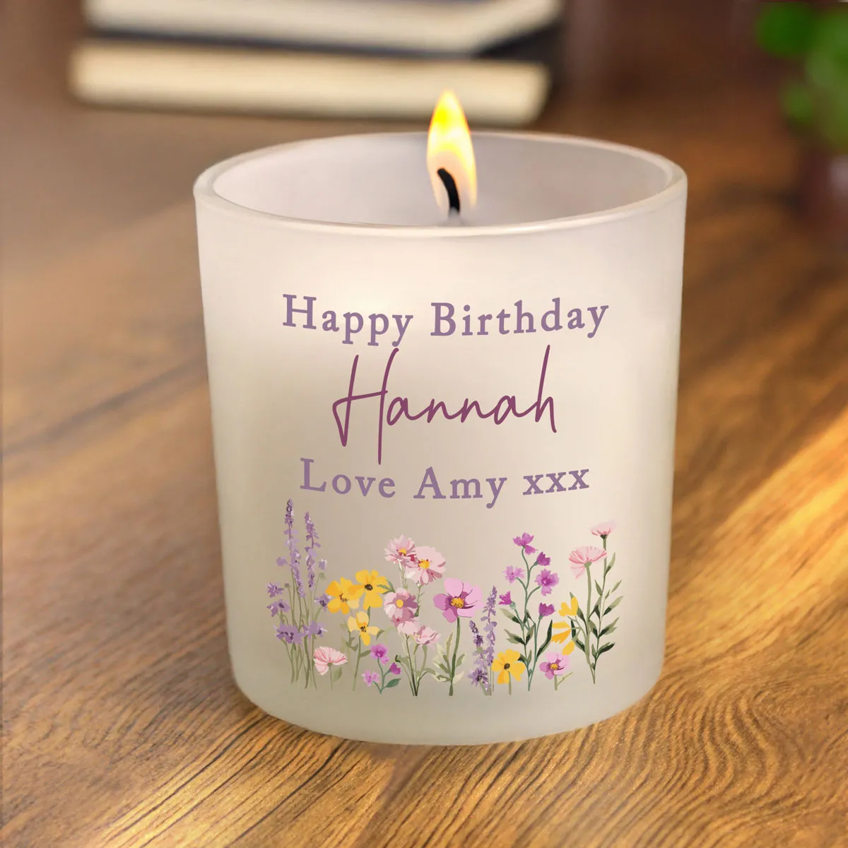 Personalised Wild Flower Frosted Jar Candle Extra Image 2