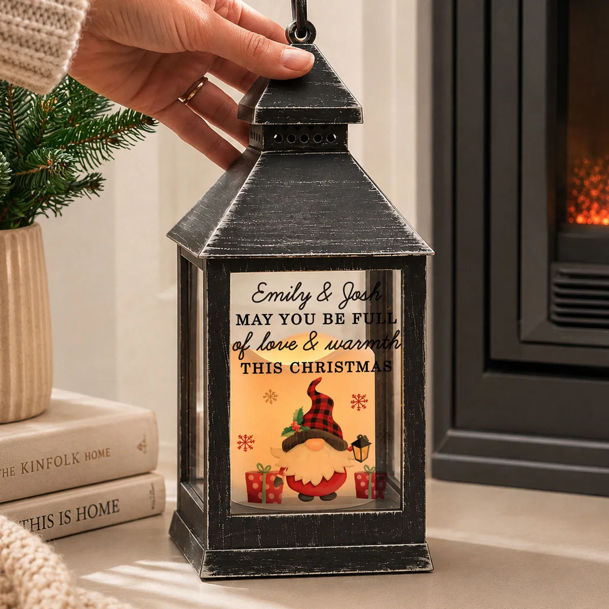 Personalised Christmas Gonk LED Black Lantern Extra Image 1