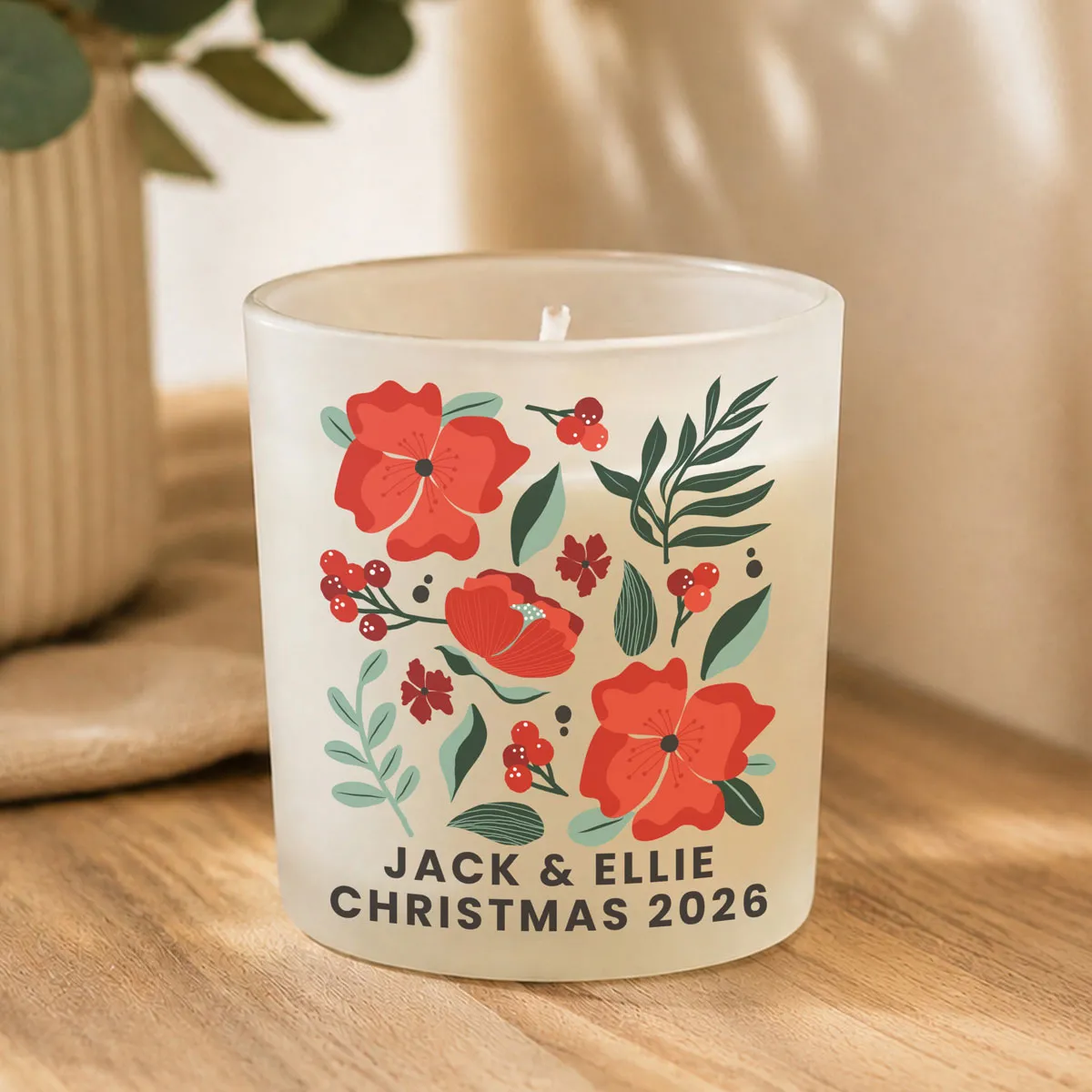 Personalised Poinsettia Frosted Jar Candle Extra Image 3