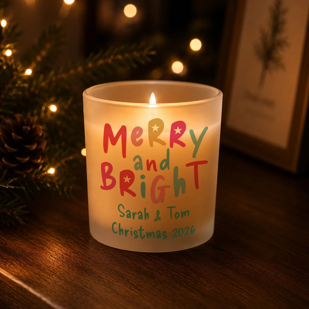 Personalised Merry & Bright Frosted Jar Candle Extra Image 2