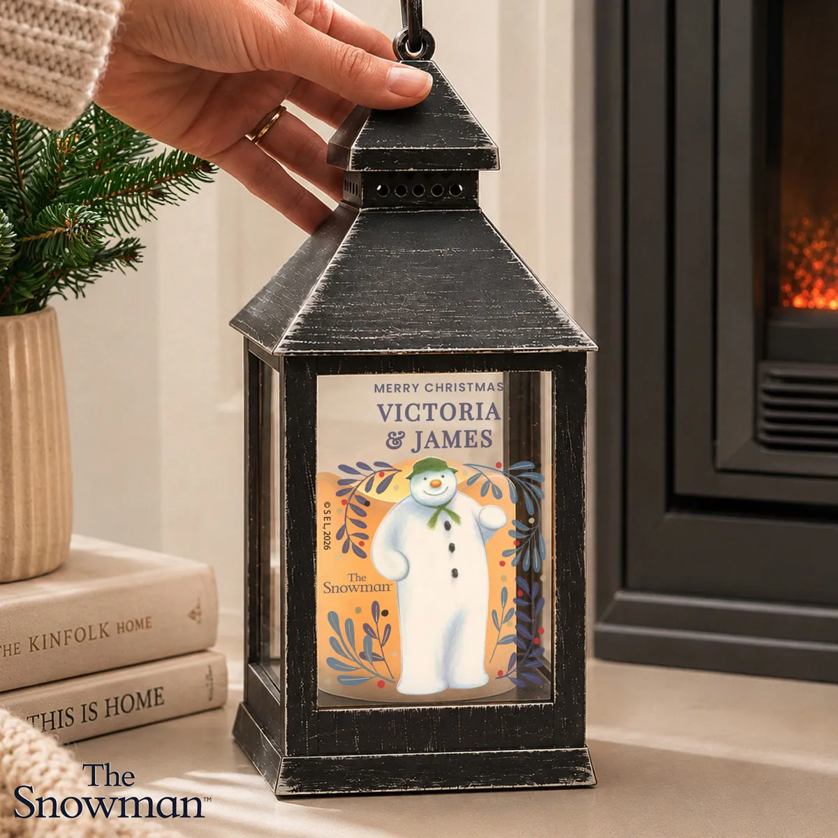 Personalised The Snowman Botanical Black Lantern Extra Image 2