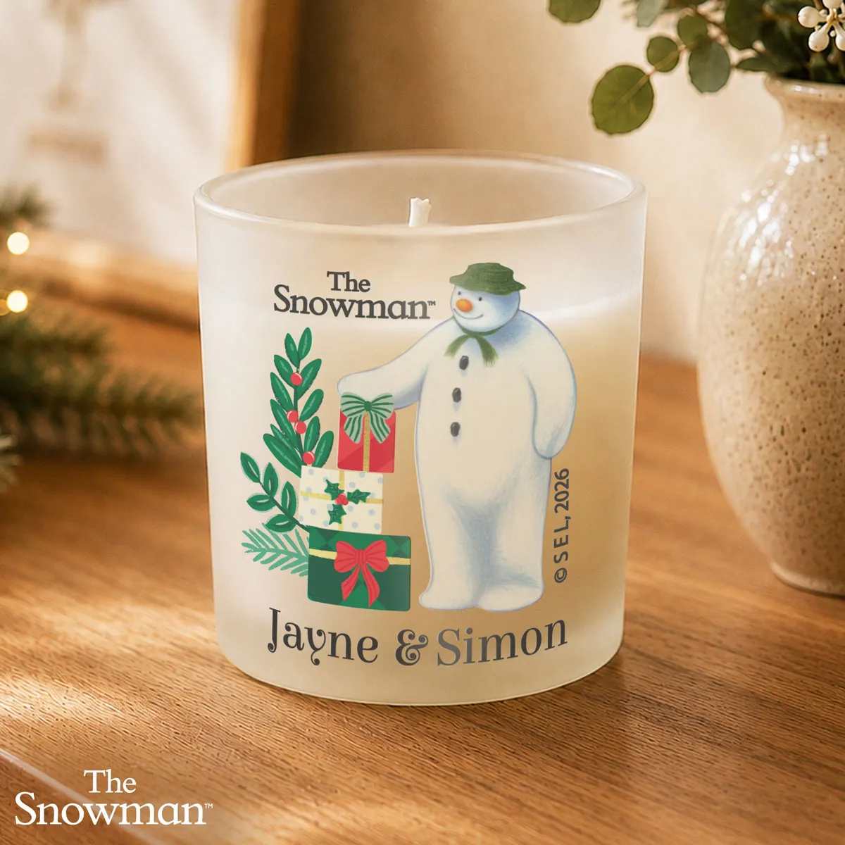 Personalised The Snowman Christmas Wishes Frosted Jar Candle Extra Image 1