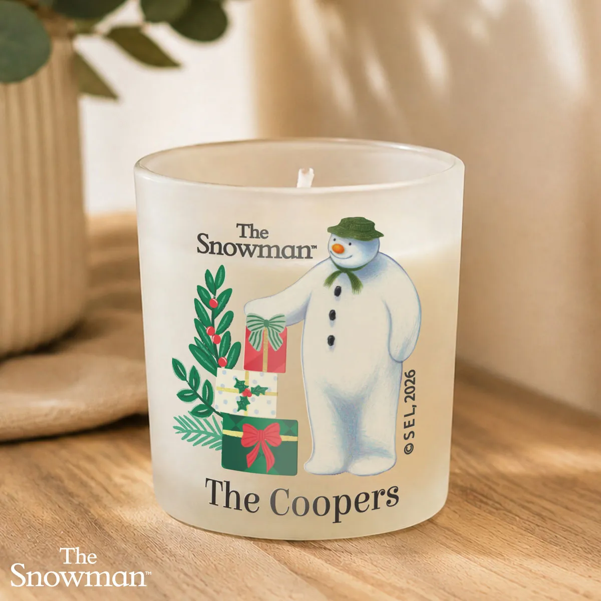 Personalised The Snowman Christmas Wishes Frosted Jar Candle Extra Image 2
